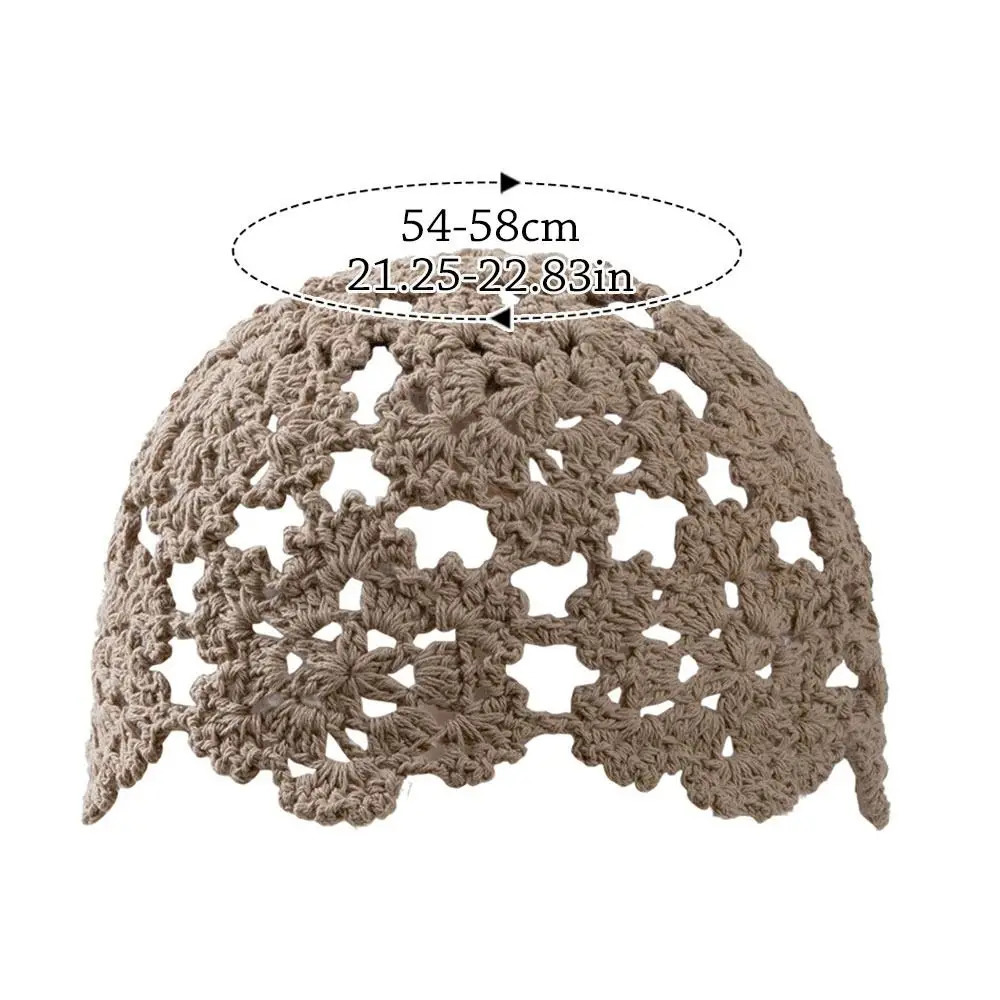 Breathable Hollowed Out Knitted Hat Flowers Casual Beret Cap Summer Fashion Cotton Skullies Sun Visor Women 251013