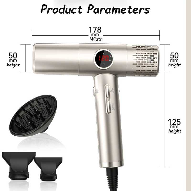 Highspeed hair dryer with LCD display 0000RPM negative ion Tshaped lightweight brushless motor quickdrying low noise W251029