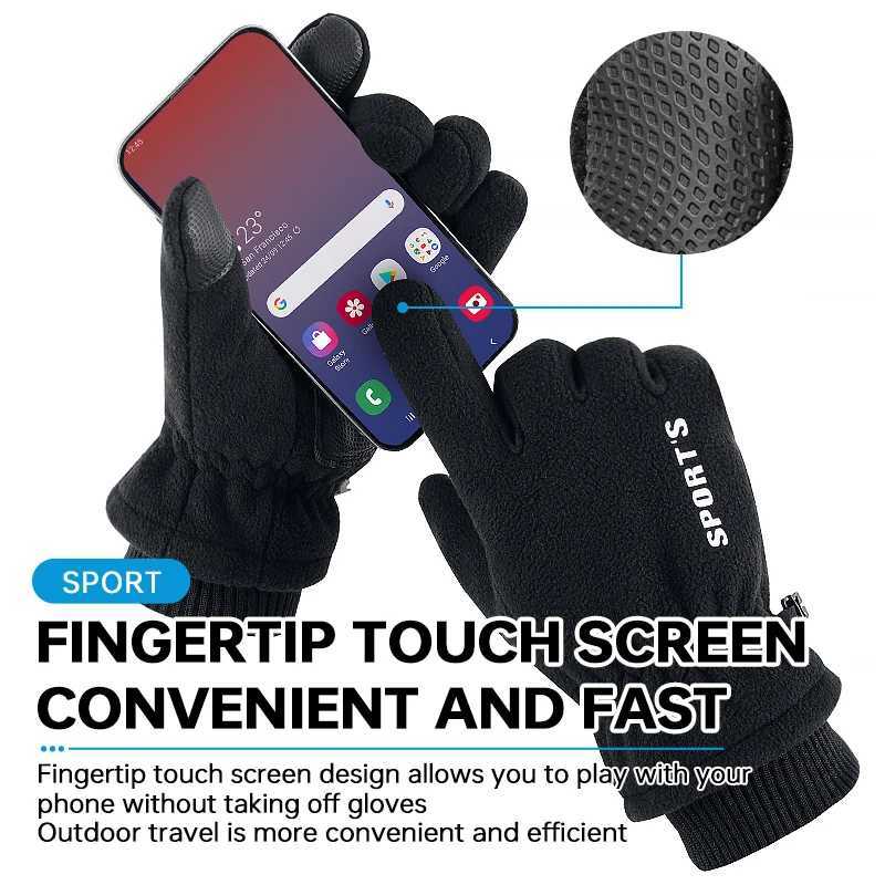 Winter Thermal Cycling Gloves For Men Touch Screen Nonslip Windproof Bicycle Motorcycle Gloves Outdoor Polar Fleece Ski Gloves J251029