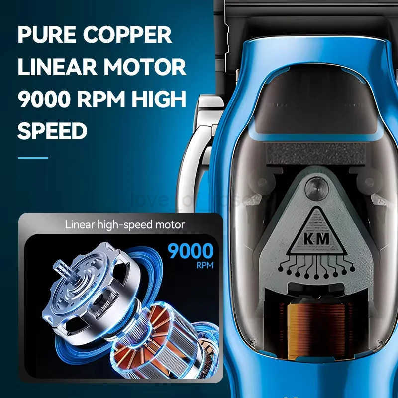 Kemei KM1763 9000RPM Electric Hair Clipper Rechargeable 10W Big Power Trimmers Barber Pro Cordless Hair Cutting Machine for Men Z251029