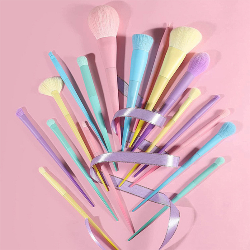 17-Piece Macaron-Colored Makeup Brush Set: Candy-Dream Rainbow Makeup Brush Collection Beauty Tools