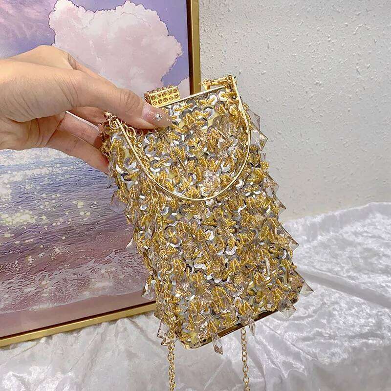 Designer Bags Vintage Metal Premium Sense Beaded Shiny Sequined Box Celebrity Temperament Dinner Party Messenger Bag Luxury Bag