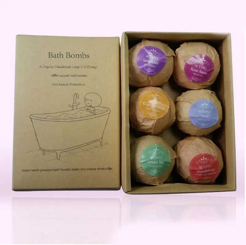 6Pcs Aromatherapy Bubble Bath Bombs with Coconut Oil Gift Bath Fizzies L251029