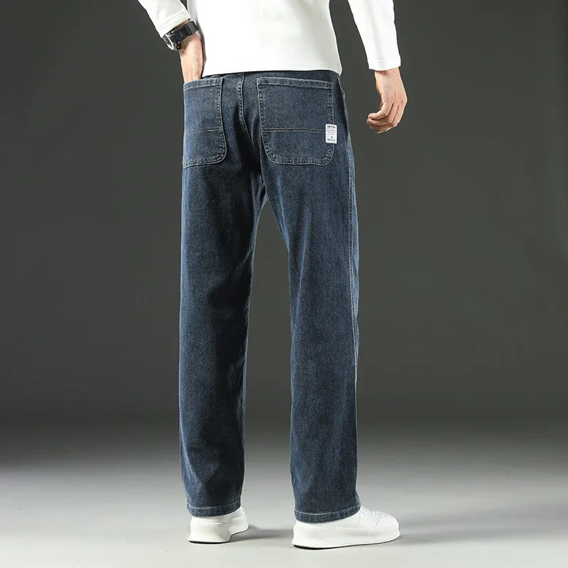 2025 Spring and Autumn Mens Jeans Loose Comfortable Straight Business Casual Versatile Wideleg Business Trousers 251029