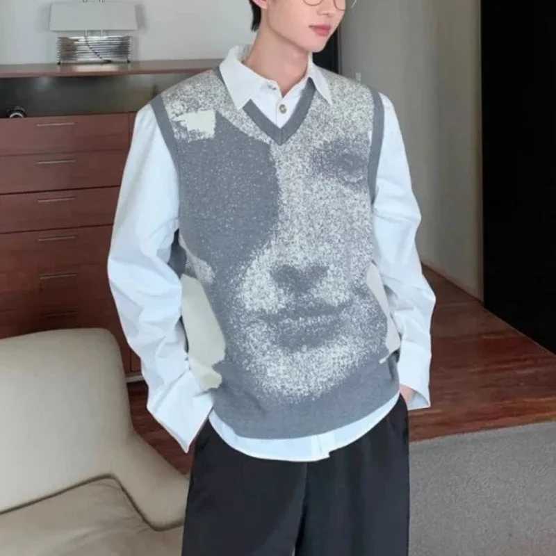 Autumnr and Winter Sleeveless Waistcoat High Quality Sweaters Male Korean Fashion Harajuku Top Streetwear Y2k Mens Knitted Vest J251029
