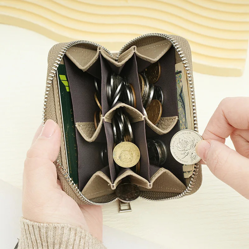 Coin Holder Genuine Leather Lychee Pattern Purse Rfid Blocking Wallet Japense Korean Genuine Leather Coin Purse For Security 251029