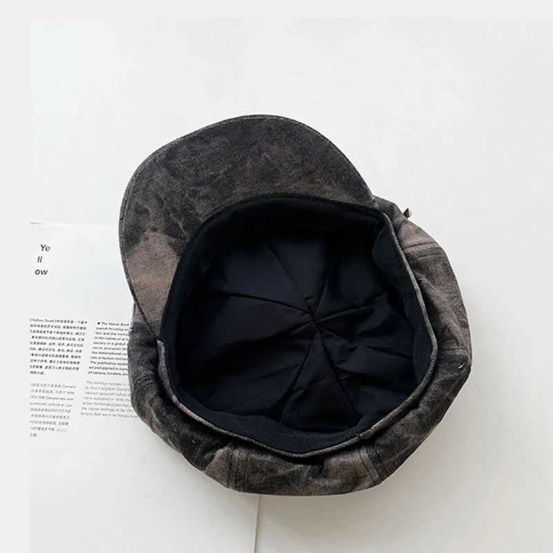 Y2K Personalized Star Sticker Design Rivet Design Berets Caps Women Spring Autumn Fashion Versatile Retro Tiedye Newsboy Hats
