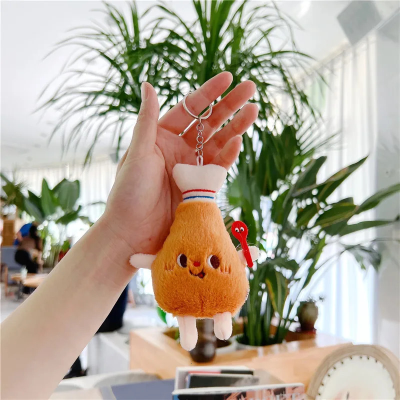 5 PCs Set Creative French Fries Burger Hanging Bag Couple Plush Decoration Girl Heart Car Keychain Little Doll 251013