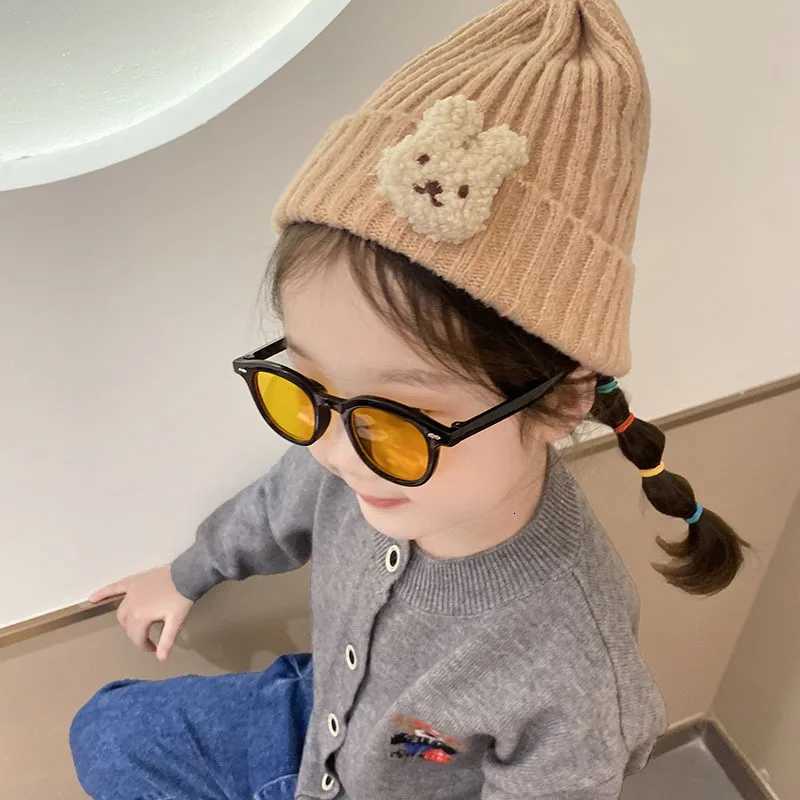 Cute Bear Baby Beanie Korean Bear Kids Knitted Hat 25year Boys Girls Winter Warm Crochet Bonnet Solid Color Woolen Skullies Cap251028