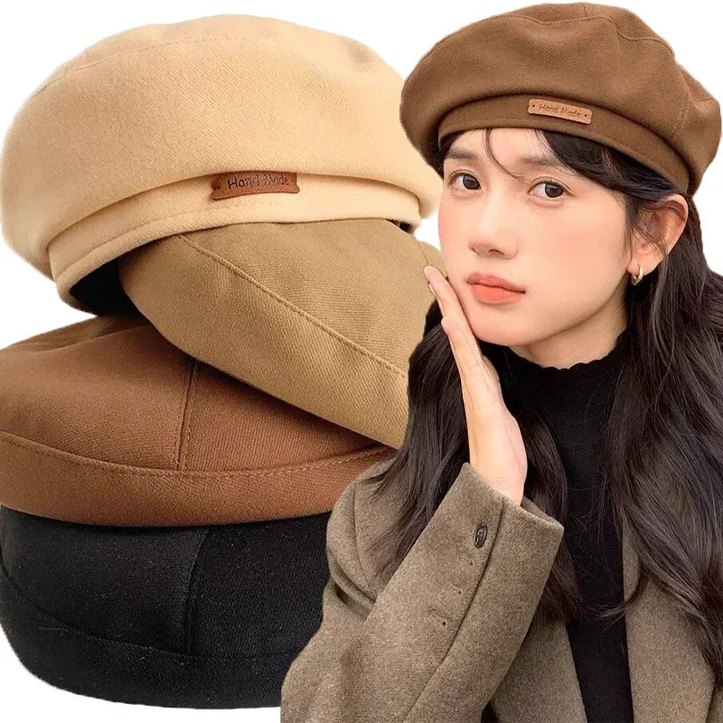 Autumn Winter Woolen Beret Women Retro British Painter Artist Caps Ladies Elegant Solid Color Panama Hats Streetwear 251013