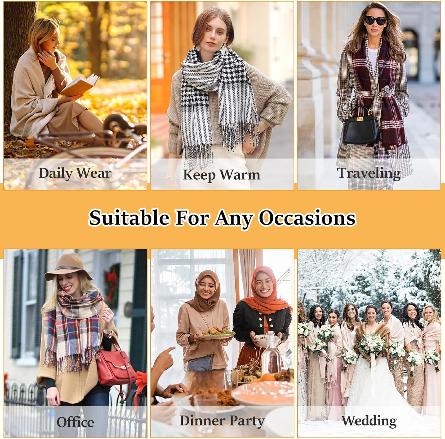 Custom Christmas Womens Scarf Pashmina Shawl Wraps Large Winter Long Warm Scarfs for Women