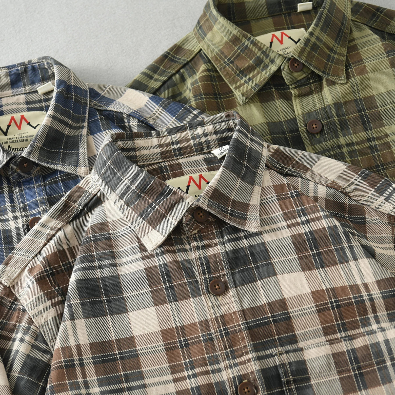 100 cotton vintage wash plaid shirt Mens spring and autumn casual longsleeved jacket 251029