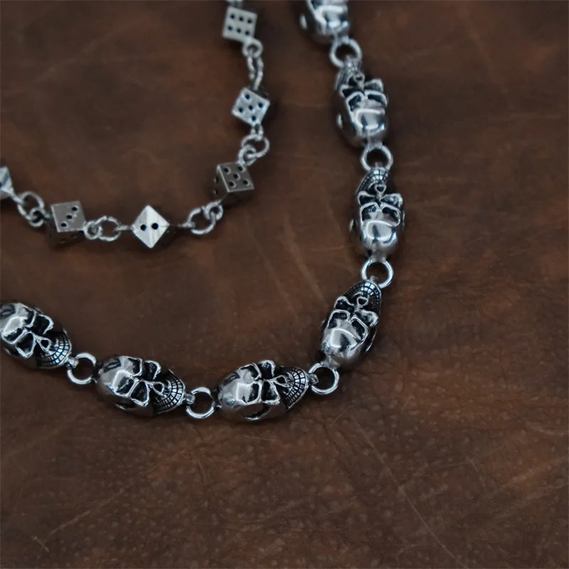 Waist Chain 2 Lines Punk Jean Adjustable Hiphop Metal Mens Skull Dice Accessories Head Metal Pants Chain for Men 251021