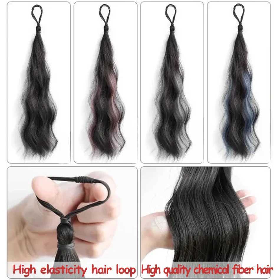 50cm Highlight Hair Bundle Wavy Synthetic Ponytail Hair Accessories Fluffy Selfwinding Chignon Ponytail Hairpiece For Daily UseW251028