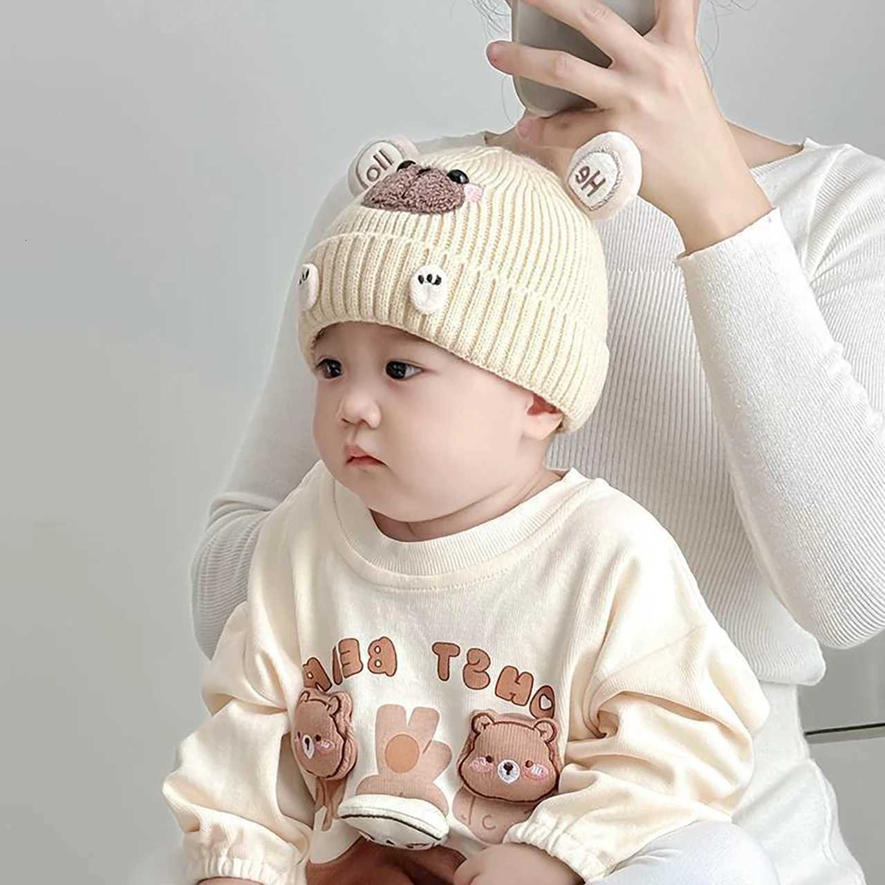 Liner Velvet Beanie For Baby Winter Warm Pullover Cap Cute Cartoon Newborn Woolen Bonnet 01year Boys Girls Children Knitted Hat251028