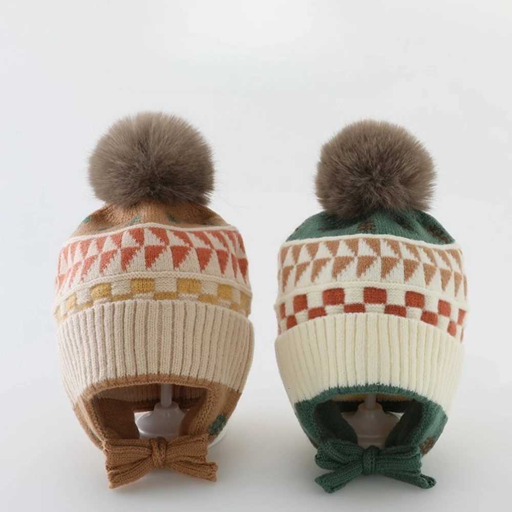 Kids Winter Fleece Hat Cute and Warm Toddler Knitted Earmuffs Soft Newborn Hat Koreanstyle Warm Student Beanie MINISO251028