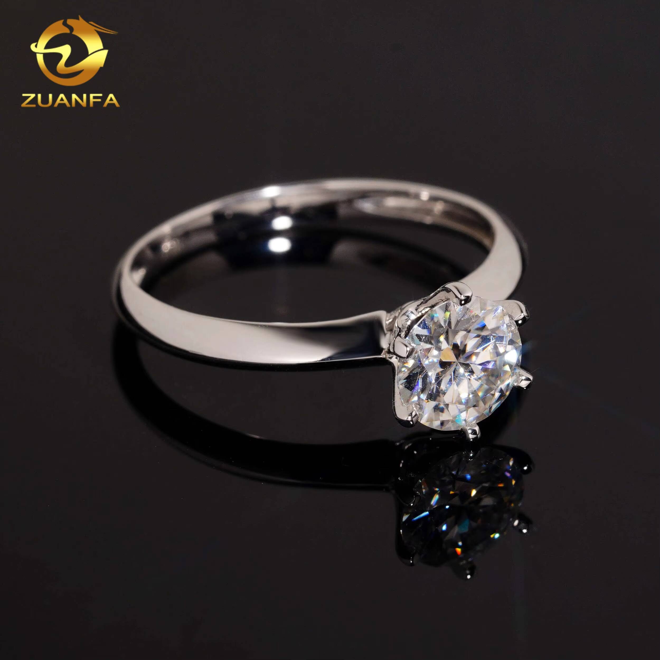 Custom Classical 6prongs Brilliant Cut Moissanite Pass Diamond Test 10K 14K 18K RoseYellowWhite Gold Wedding Engagement Ring