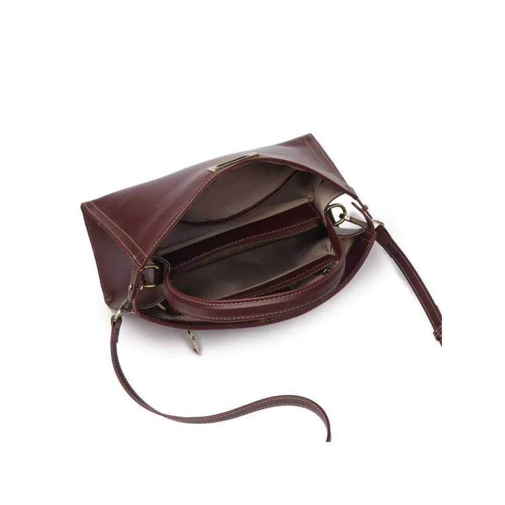 Retro Designer Women Buckle Bucket Style Soft Casual Split Leather Solid Color Shoulder Bag Ladies Versatile Fashionable Handbag