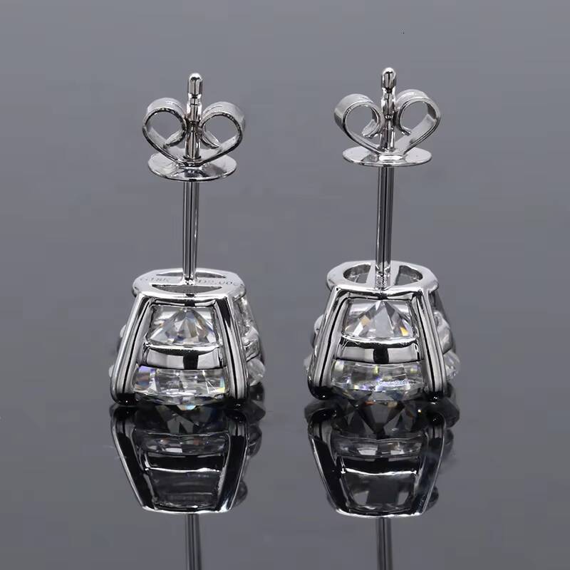 15 Ct 75 mm Total 3 Carats Solid 14k White Gold Platinum Moissanite Gold Stud Earrings Jewelry for Women