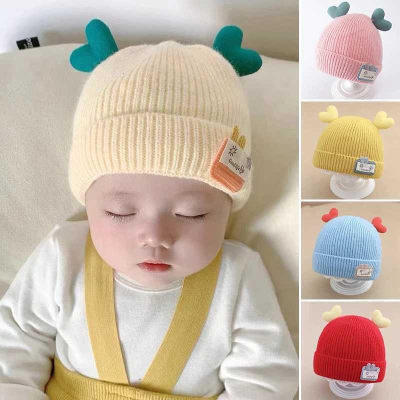 Cute Love Heart Ears Baby Hat Winter Warm Knitted Newborn Beanie Cap Solid Color Cartoon Infant Boy Girl Woolen Hats251028