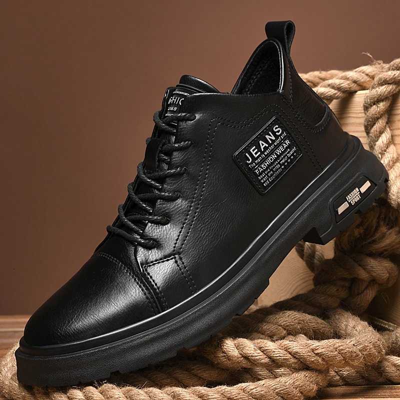 Mens Business Breathable Leather Shoes Mens Casual Leather Shoes Designer Trendy Allmatch Platform Shoes Zapatos De Hombre Z251029