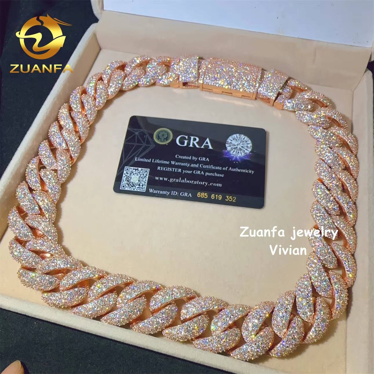 Luxury 23mm VVS Moissanite Diamond Hip Hop Fine Jewelry Miami Cuban Link Chain Miossanite Iced Out Necklace