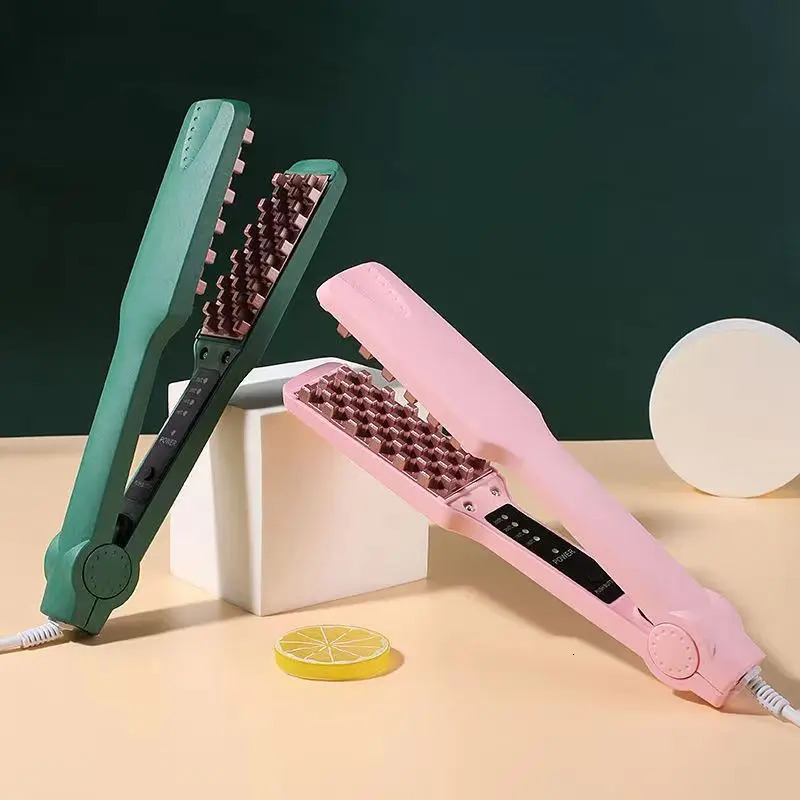 3D Grid Hair Crimper Volumizer Ceramic Professional Hair Fluffy Corrugated Curler Flat Iron Corn Hair Splint Perm 4 Temperatures 251029