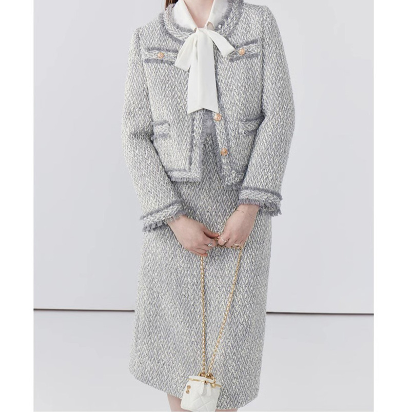 EVNISI Autumn Winter 2 Piece Women T Skirt Set Elegant Long sleeved Single Breasted Stripe Coat Bodycon Office Outfit 251022