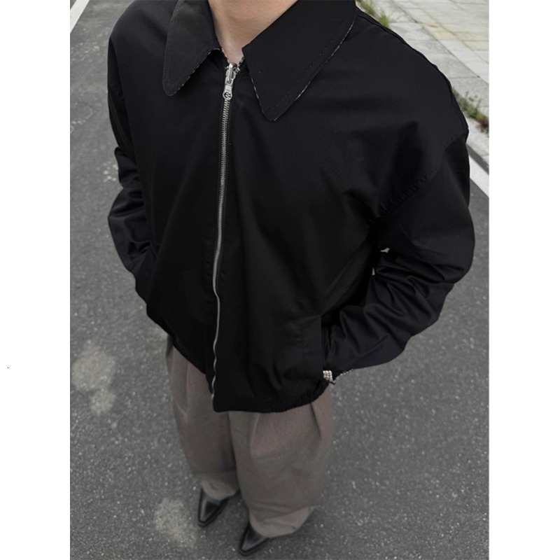 Spring And Autumn Plaid Reversible Jacket For Men Turn-down Collar Casual Trendy Brand High Designer Jacket Street American Style Youth Reversible Jac