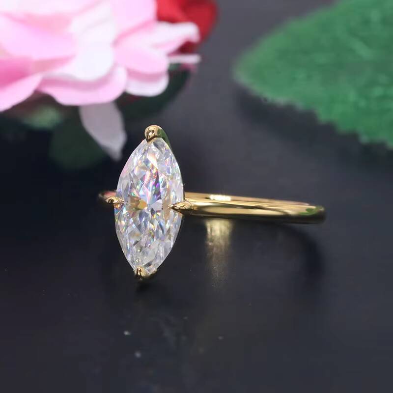 Fine Mossanite Jewelry Silver 9k14k18k Solid Yellow Gold Engagement Wedding Rings Marquise Cut Moissanite Diamond Ring