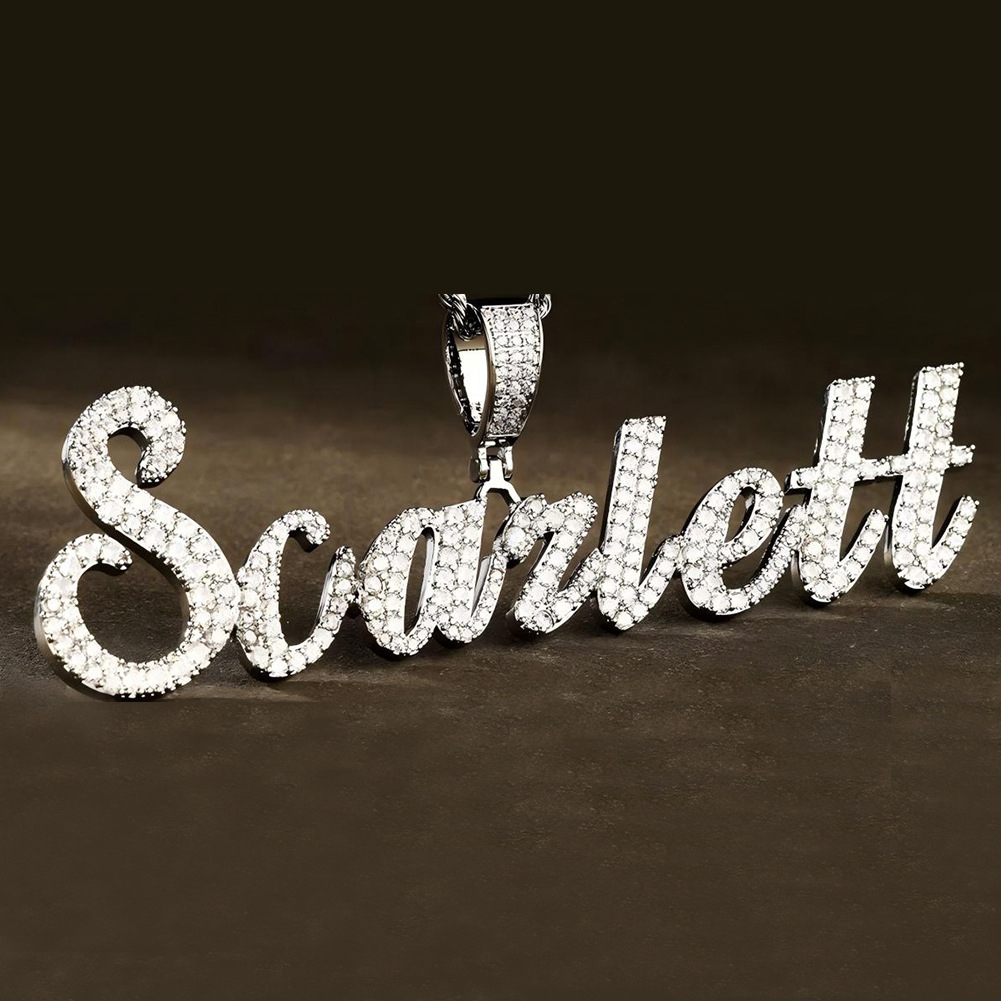 Hip Hop Custom Charm A-Z Letters Name Pendant Necklace 5A Cubic Zircon 18k Real Gold Plated Jewelry Women Men Gift