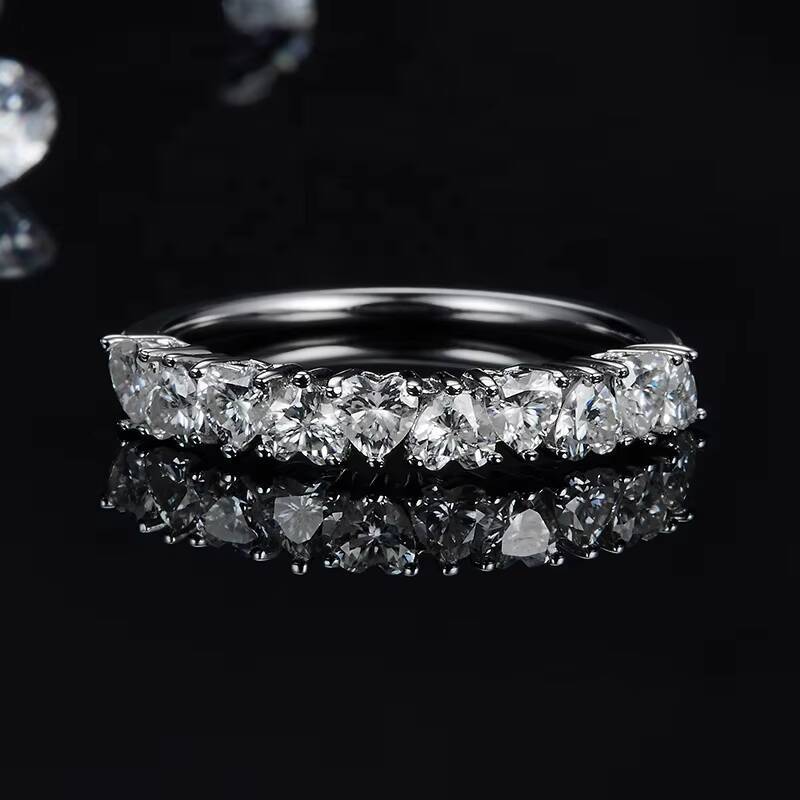 Fancy Cut Wholesale Wedding Band in 925 Sliver Colorless Moissnaite Engagement Ring Heart Cut Moissanite Ring for Women