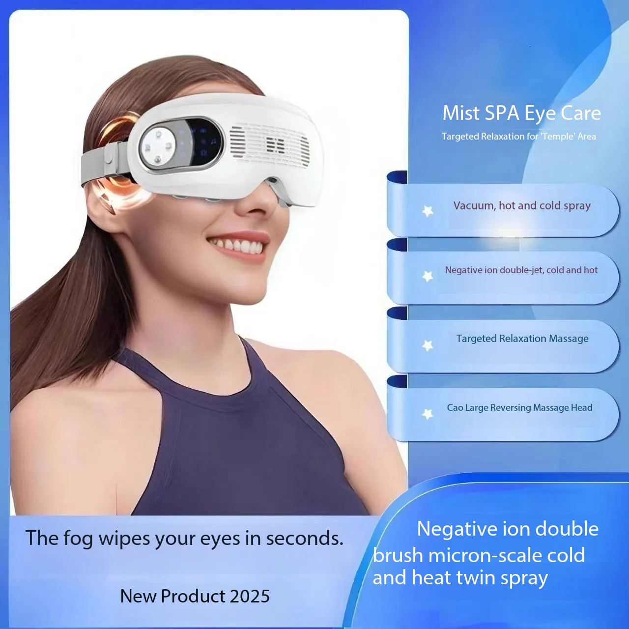 Eye Massager for Migraines Vibrating Cold Mist Eye Acupoint Massage Mask Relieve Stress Eye Care Device for Improve Sleep 251027