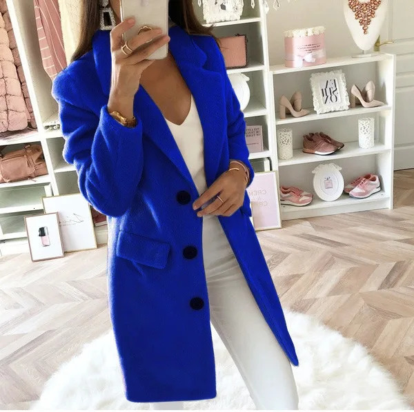 Fashion Wool Blends Women Winter Outerwear Ladies Coats Turn Down Collar Long Sleeve Double breasted Woolen Coat for Women 251029