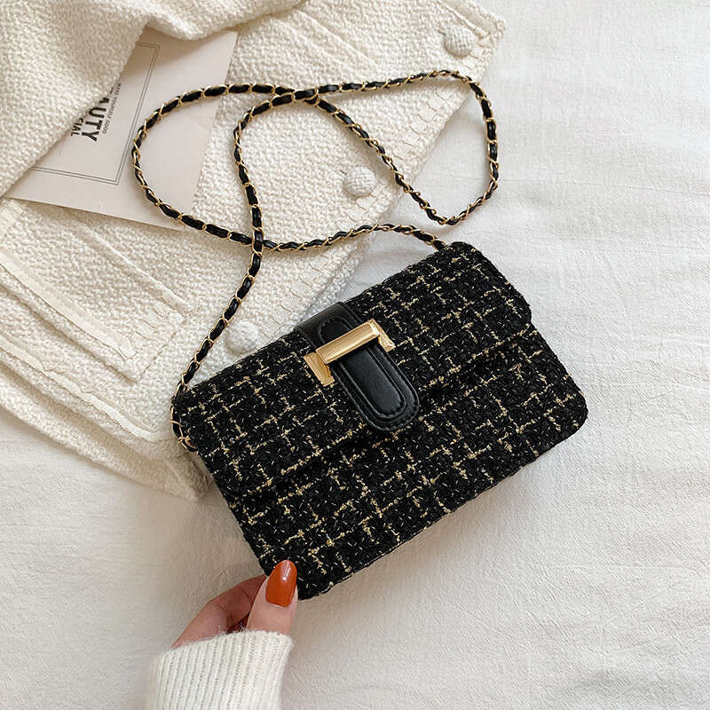 Summer Textured for Women Trendy New Fashion Simple Shoulder Casual Crossbody Woolen Small Square Bag
