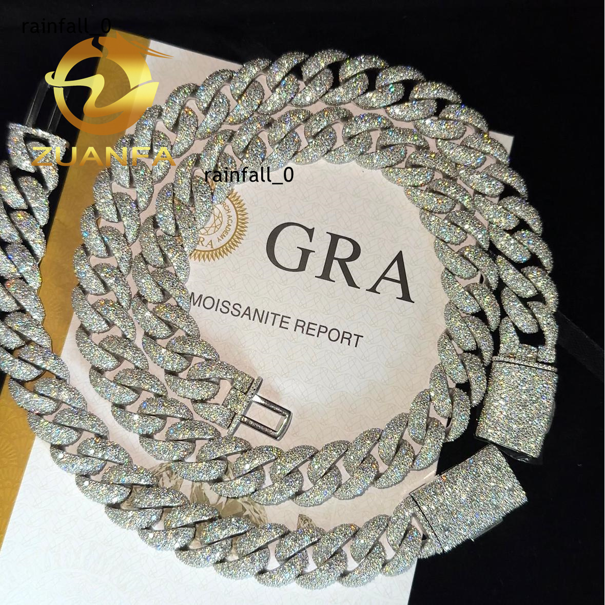 925 Silver Cuban Link Chain Moissanite Diamond Hip Hop Jewelry 14mm Mosaic Setting Cuban Link Moissanite Pass Diamond Tester