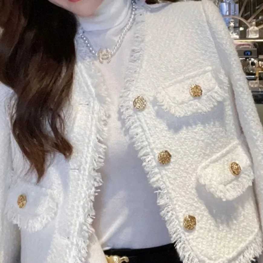 White Short French Style Tweed Jacket Hot Sale Of The Season Spring Autumn New Design Sensation Small Fragrance Wind Womens Tre1 Y251105