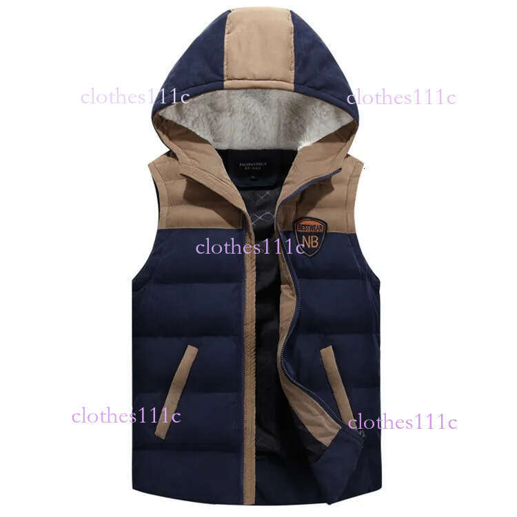 Fall-New Casual Duck Down Hooded Vest Mens Winter Sleeveless Jacket Plus Size Army Green Spliced Colors Thick Warm Waistcoat Orange