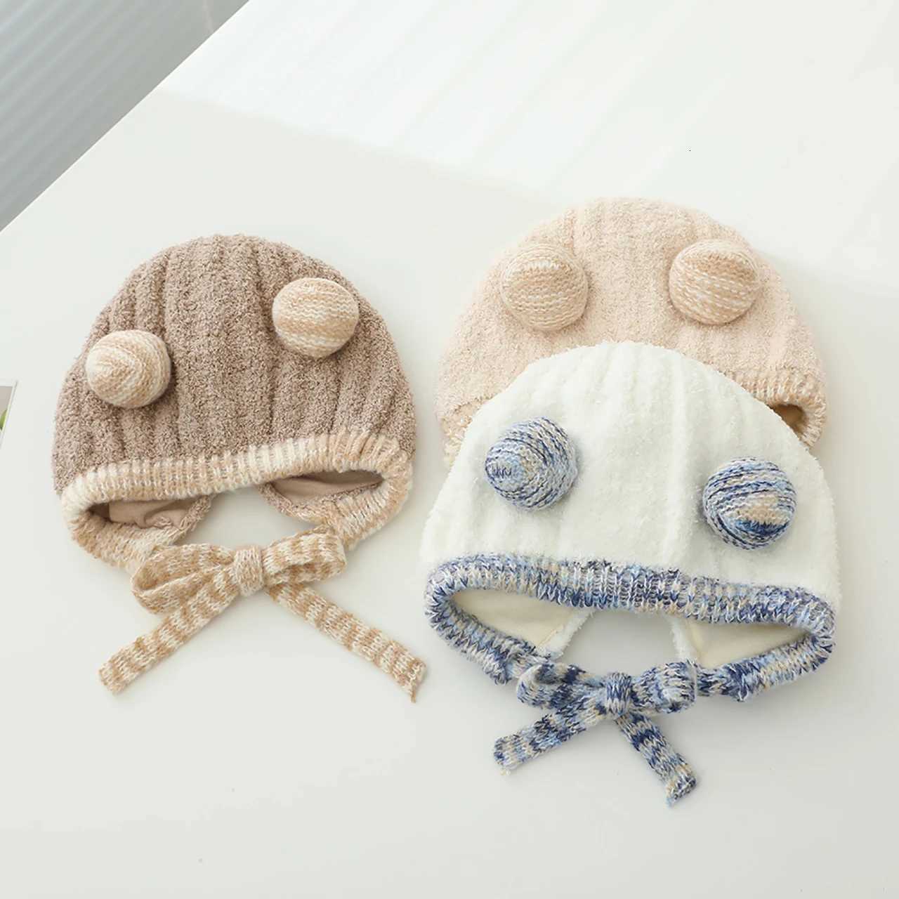 Winter Thicken Warm Baby Hat With Ears Soft Baby Boys Girls Lacing Cap Beanies Cute Toddler Kids Hat Bonnet251028