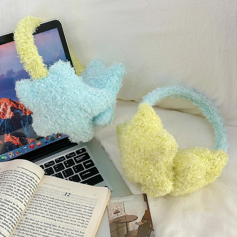Y2K Star Plush Earmuffs Outdoor Cycling Ear Protection Colour Blocking Ear Bag Warm Winter Warm Earplugs Y2K Headset Ear Cover 251029