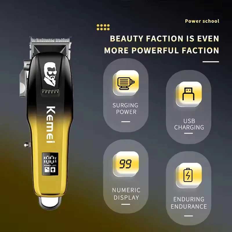 Kemei Electric Hair Trimmer for Men Professional Hair Clipper Cordless Trimmer USB Rechargeable Hair Cutting Machine KM709A M251029