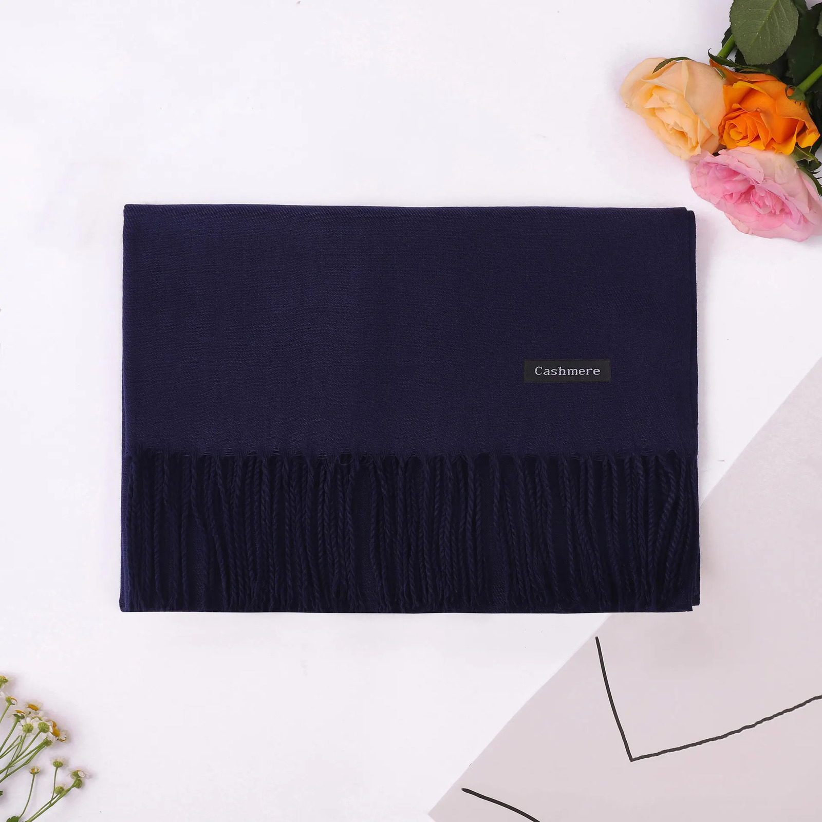Multicolor autumn and winter solidcolor scarf womens singlecolor faux cashmere fringed thickened shawl fashionable 251013