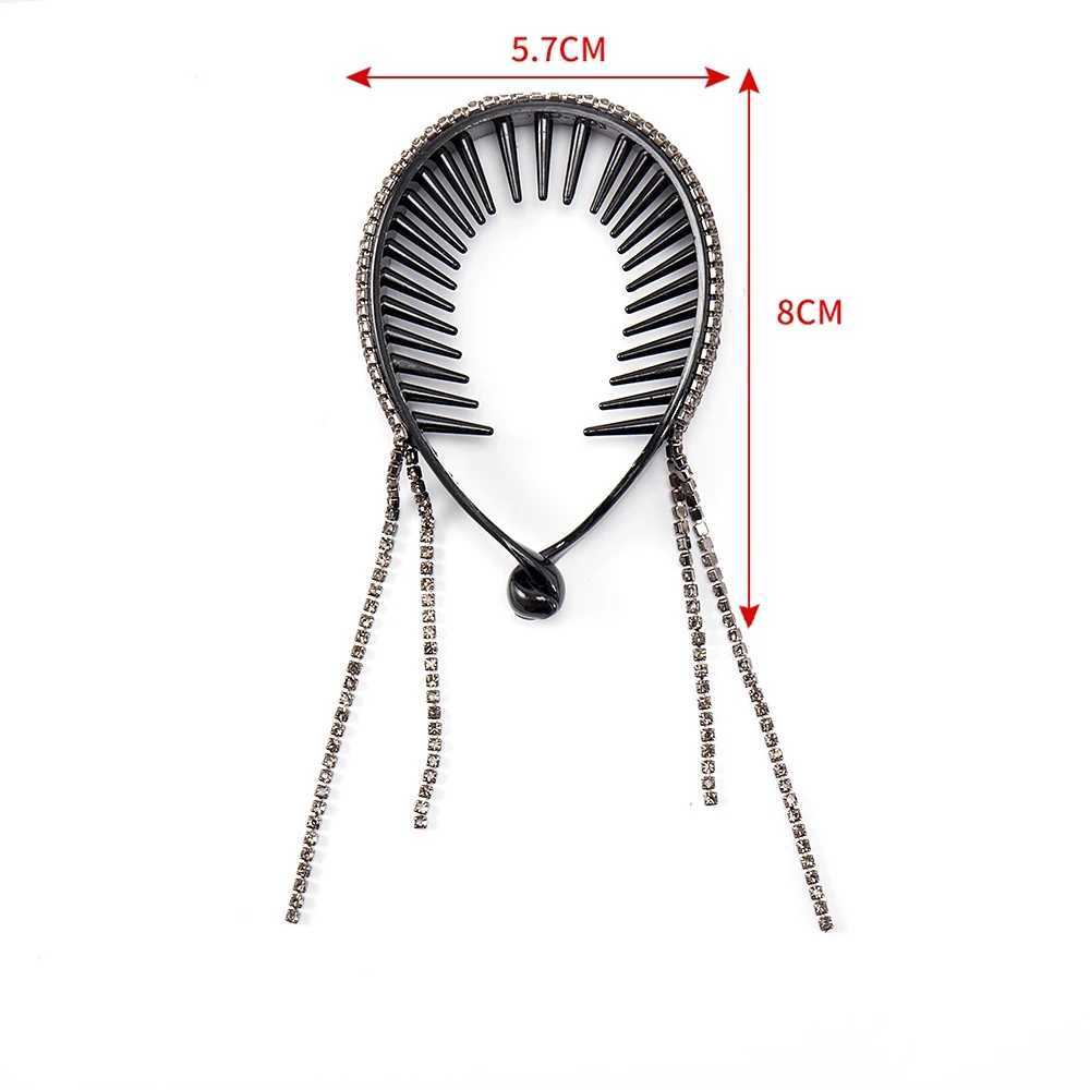 FORWOT Women Elegant Luxury Rhinestone Tassel Ponytail Hair Claws Hair Clips Barrettes Hairpin Headband Fashion Hair AccessoriesW251028