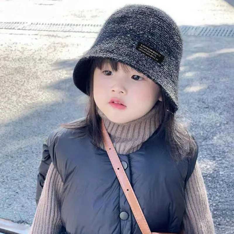 Winter Children Woolen Fisherman Hat Cute Knitted Flower Basin Cap 26year Baby Girl Outdoor Sun Visors Solid Warm Bowl Hats 251028