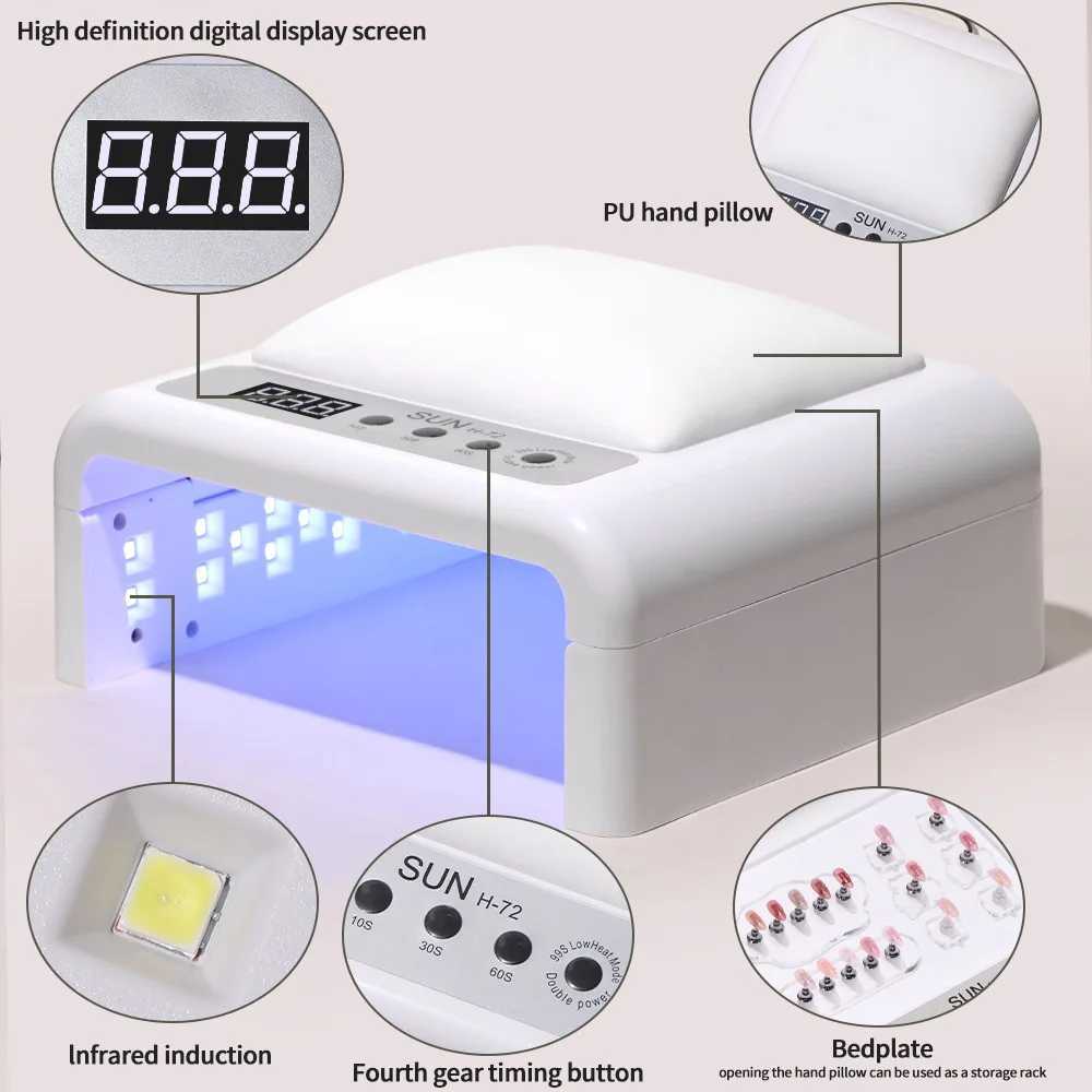 Foldable UV LED Nail Lamp and Nail Dryer with 72 LED Beads High Power Fast Curing for Gel Nails J251117