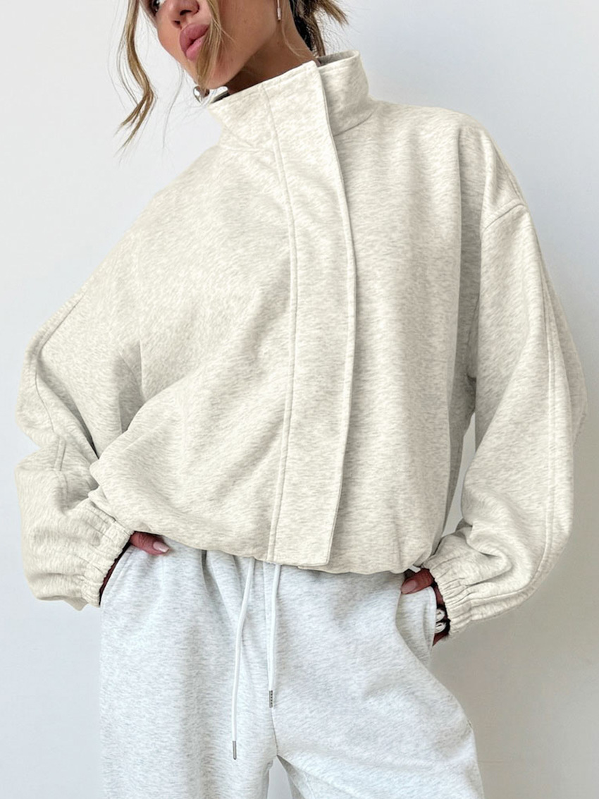 High quality luxury new style for autumn and winter simple and fashionable short jacket stand up collar sweatshirt jacket women's design sense te