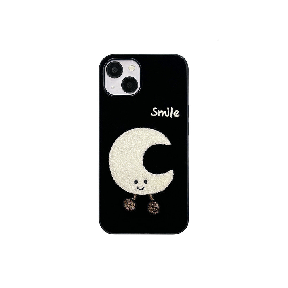 Niche Embroidered Star and Moon Phone Case Compatible with iPhone 17/16/15 Pro Cartoon Protection iPhone 14/13