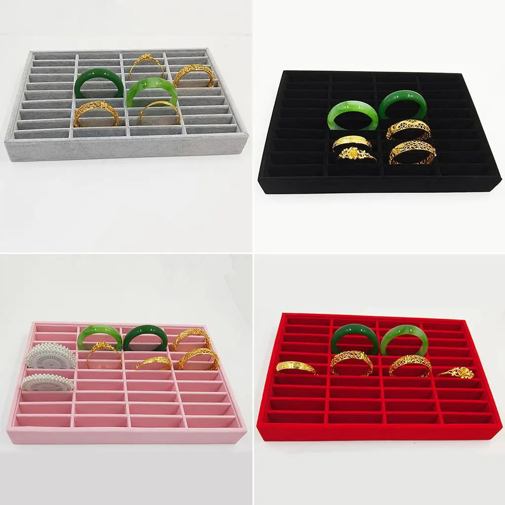 Stylish Velvet Bangle Tray With 40 Slot Inserts Display Stand for WatchBracelet Holder Case Jewelry Storage Rack 251013