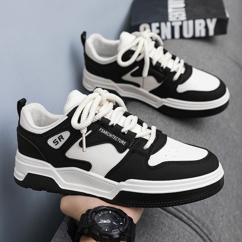Free Shipping 2025 New Casual Sneakers Men design Thick Sole Pu Leather Skateboard Shoes with box