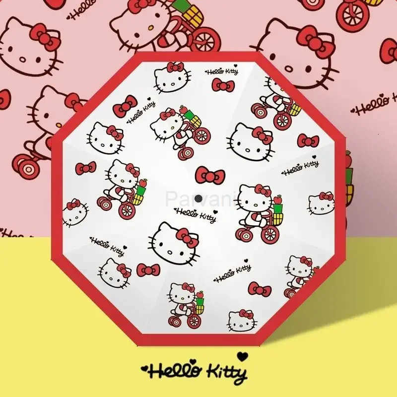 Sanrio Sanrio Kawaii Hello Kitty Fully Automatic Umbrella Anime Cartoon Cute Fashion Exquisite Durable Rain Shine Sunshade Sun Umbrella L251029